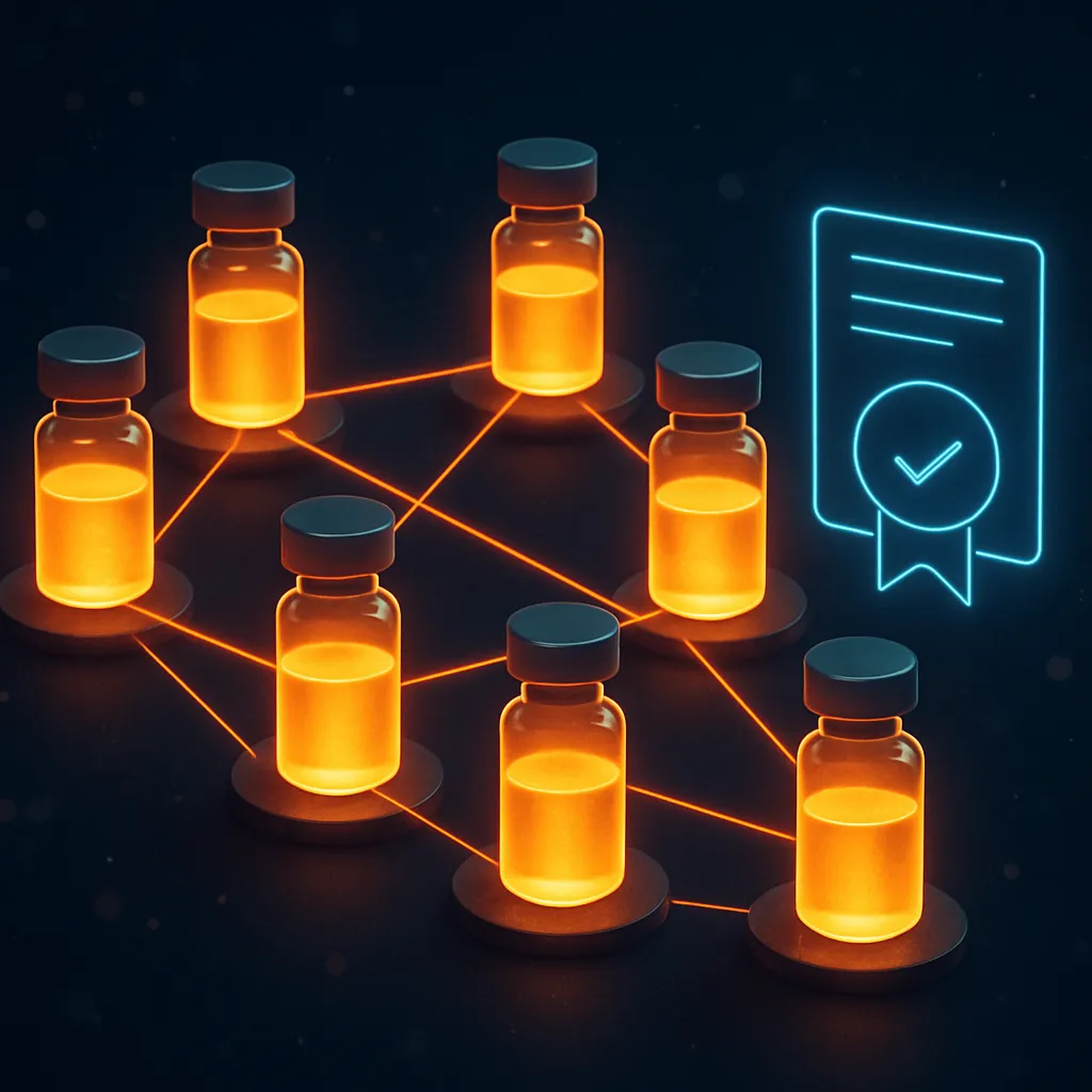 Seven vendor alternatives connected by light beams with COA verification