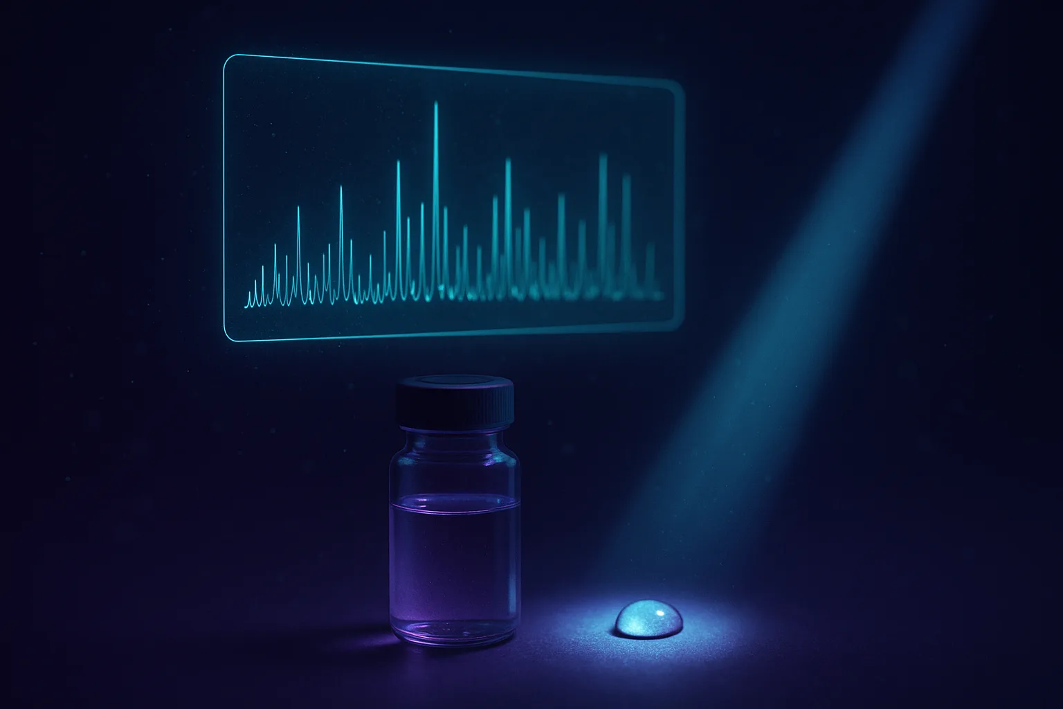 Laboratory analysis of a brain-derived peptide mixture showing a multi-peak chromatogram