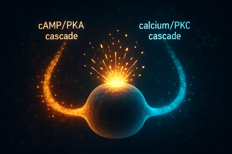 CJC-1295 and Ipamorelin Dual Pathway Synergy — cAMP and Calcium Cascades Converging