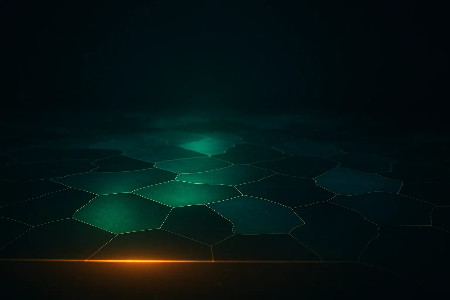 Abstract tiled surface of unevenly lit translucent panels above a single continuous gold light plane, representing a patchwork of state rules over one federal floor
