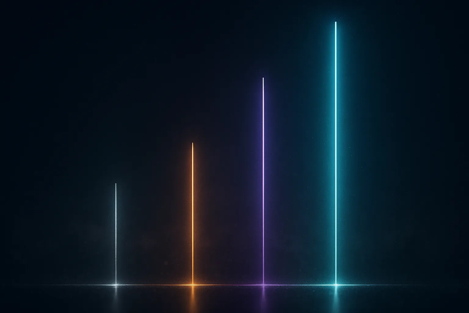 Four columns of light at increasing heights representing escalating weight-loss results across combination dose arms
