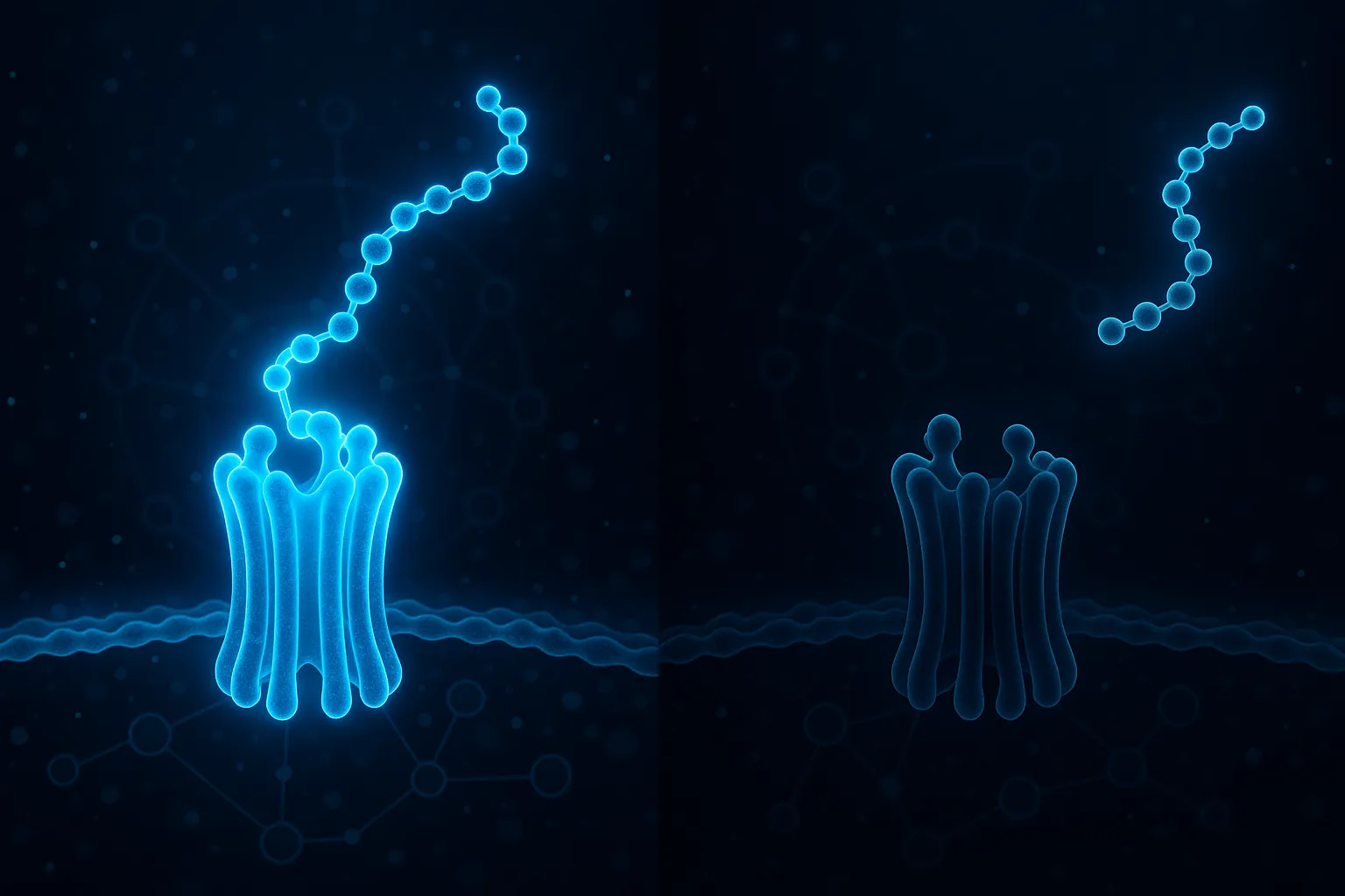 GLP-1 receptor binding and unbinding visualization