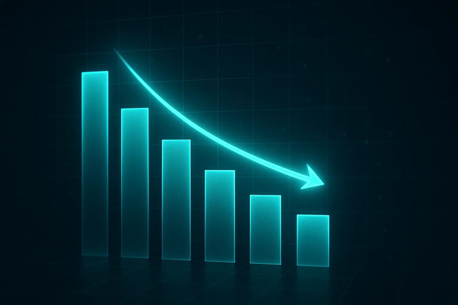A glowing tiered pricing chart with descending bars representing volume discount steps