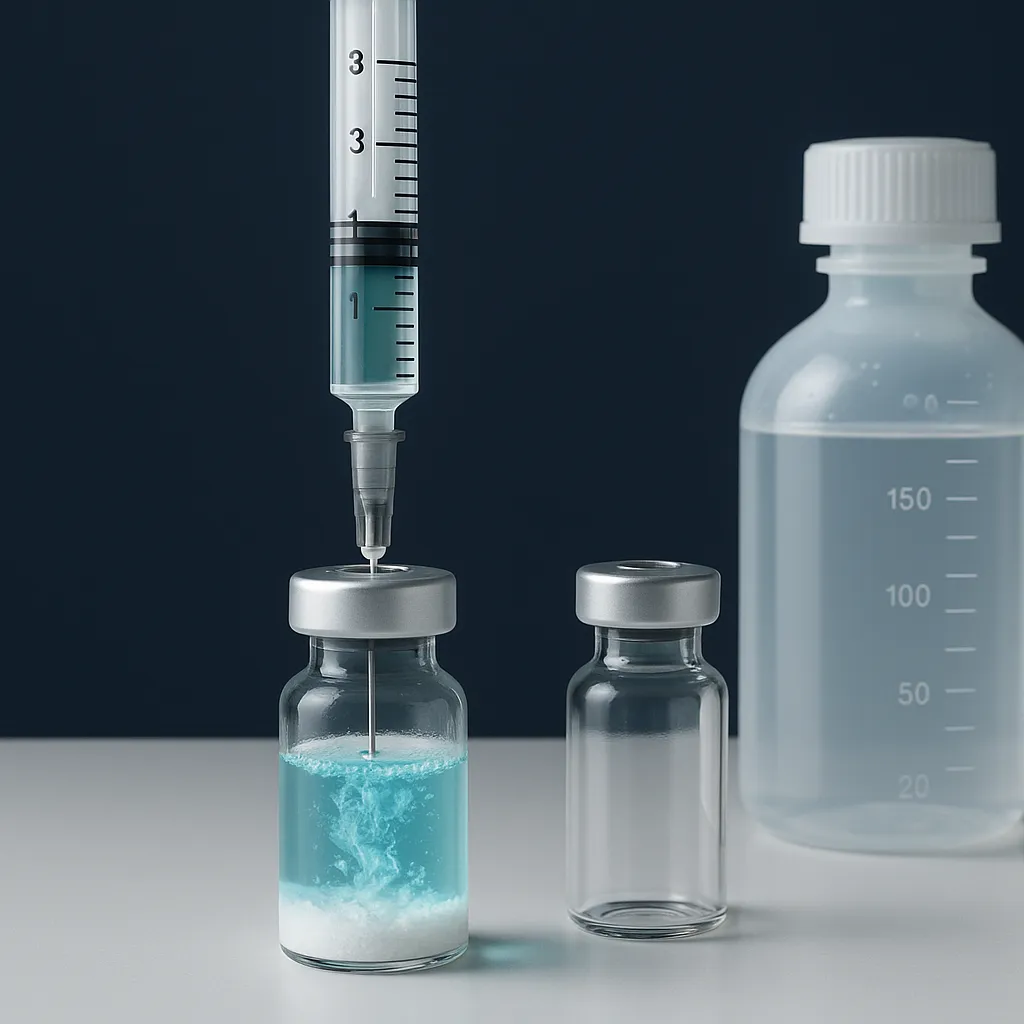 Peptide vial reconstitution setup