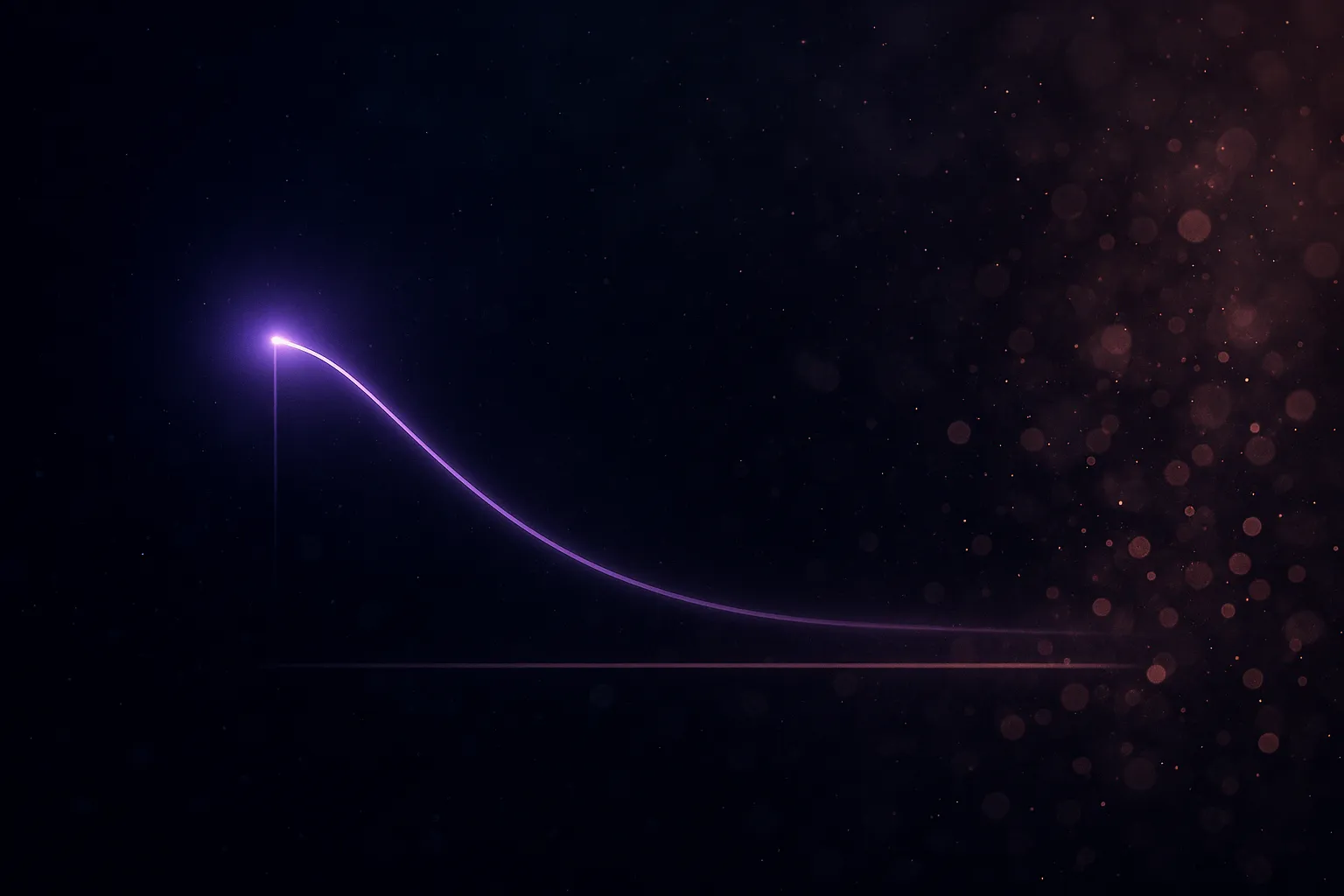 Abstract visualization of one dose point producing a slow three-week decline against a flat placebo baseline