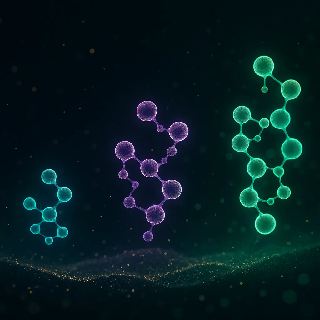 Futuristic weight loss peptide landscape visualization