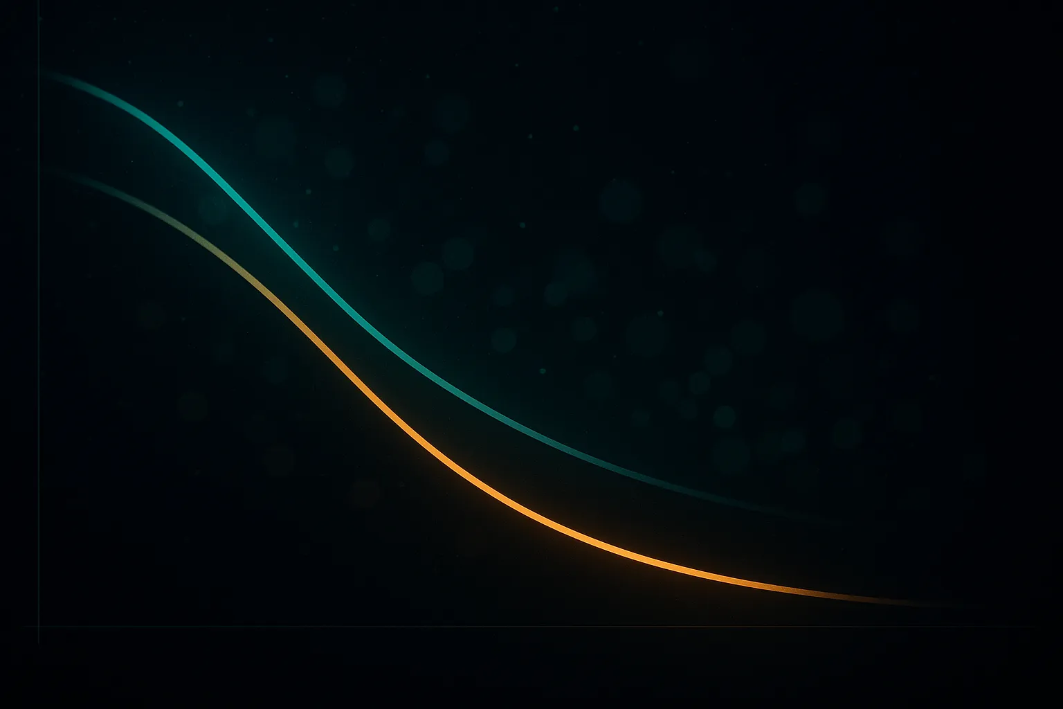 Two descending clinical curves, gold dropping steeper than teal, on dark navy background