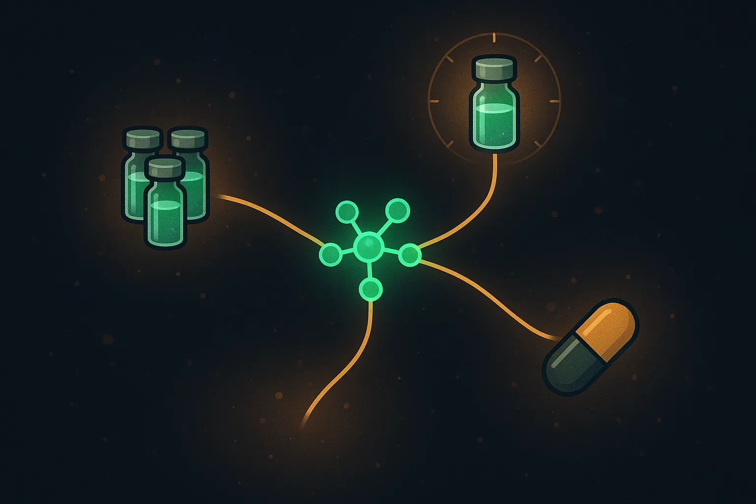 Branching pathway diagram of GLP-1 drug options including monthly, weekly, and oral