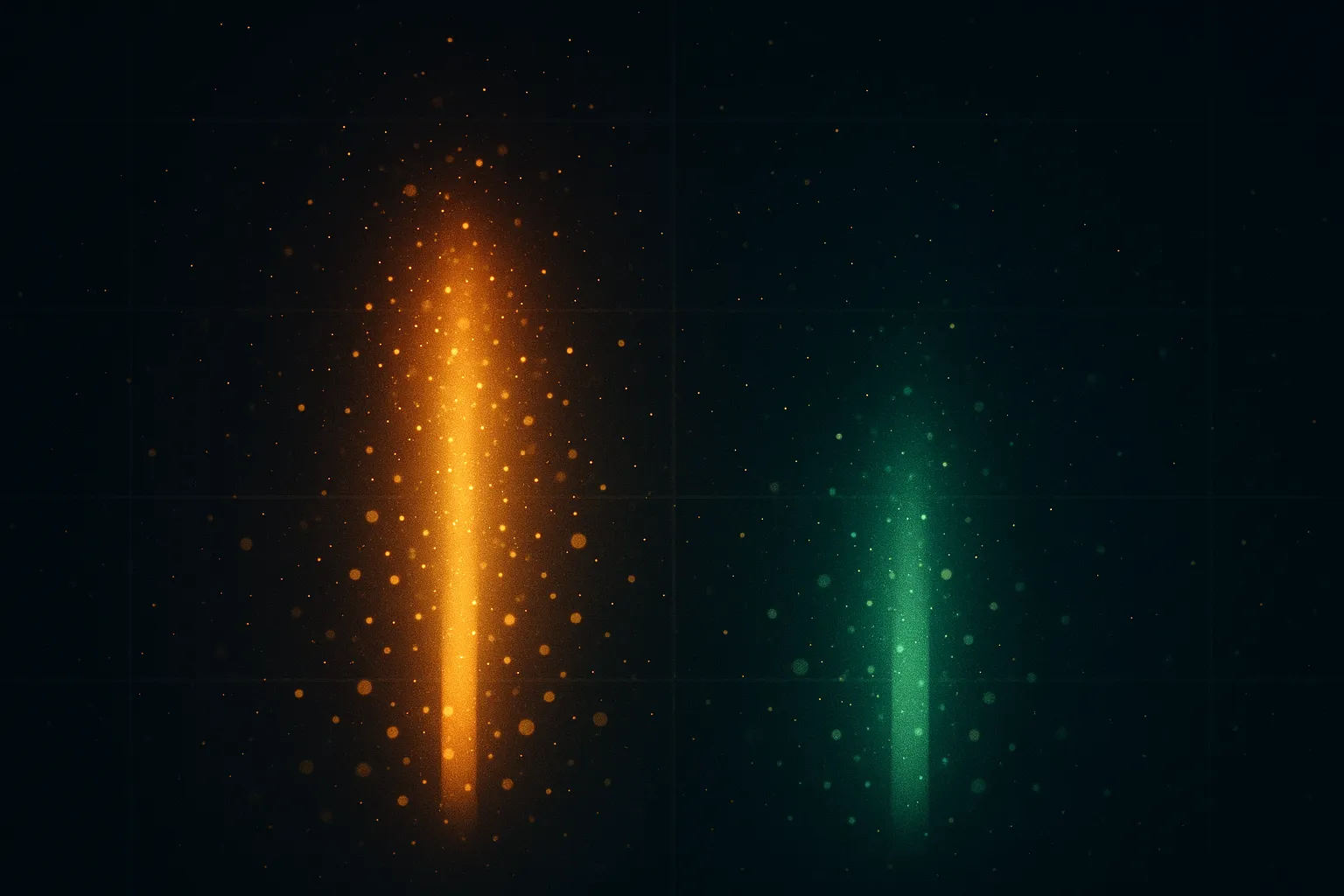 Two glowing bar columns side by side on dark navy background, with semaglutide column shorter than placebo