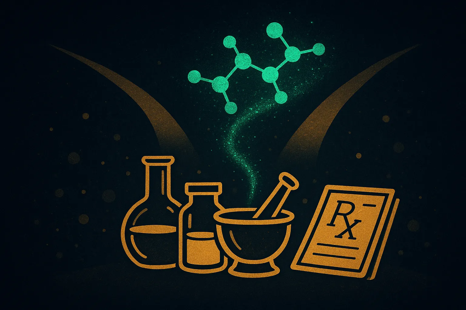Two diverging pharmacy paths with vials and a prescription pad, representing the 503A vs 503B regulatory split