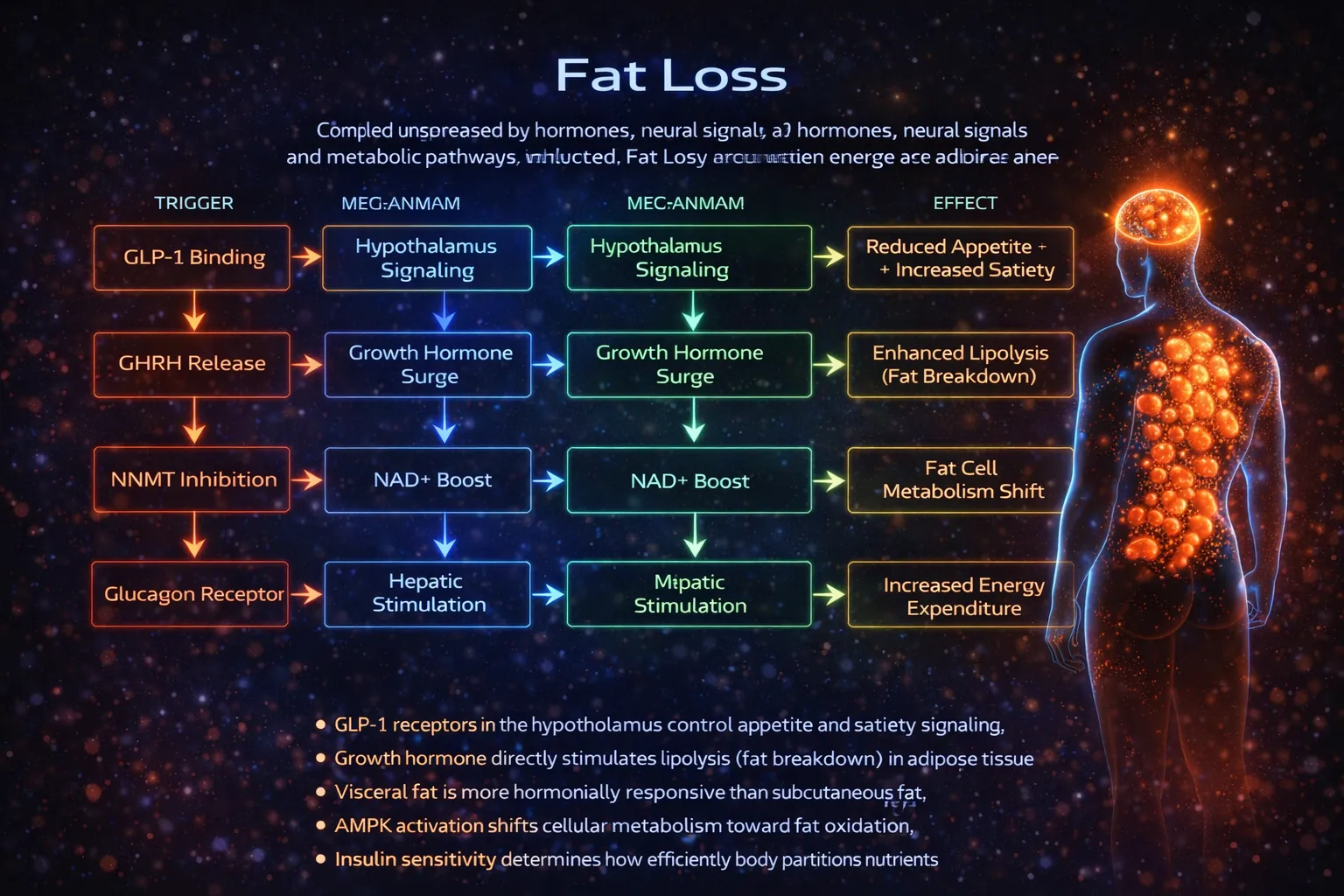 How Fat Loss peptides work — mechanism diagram