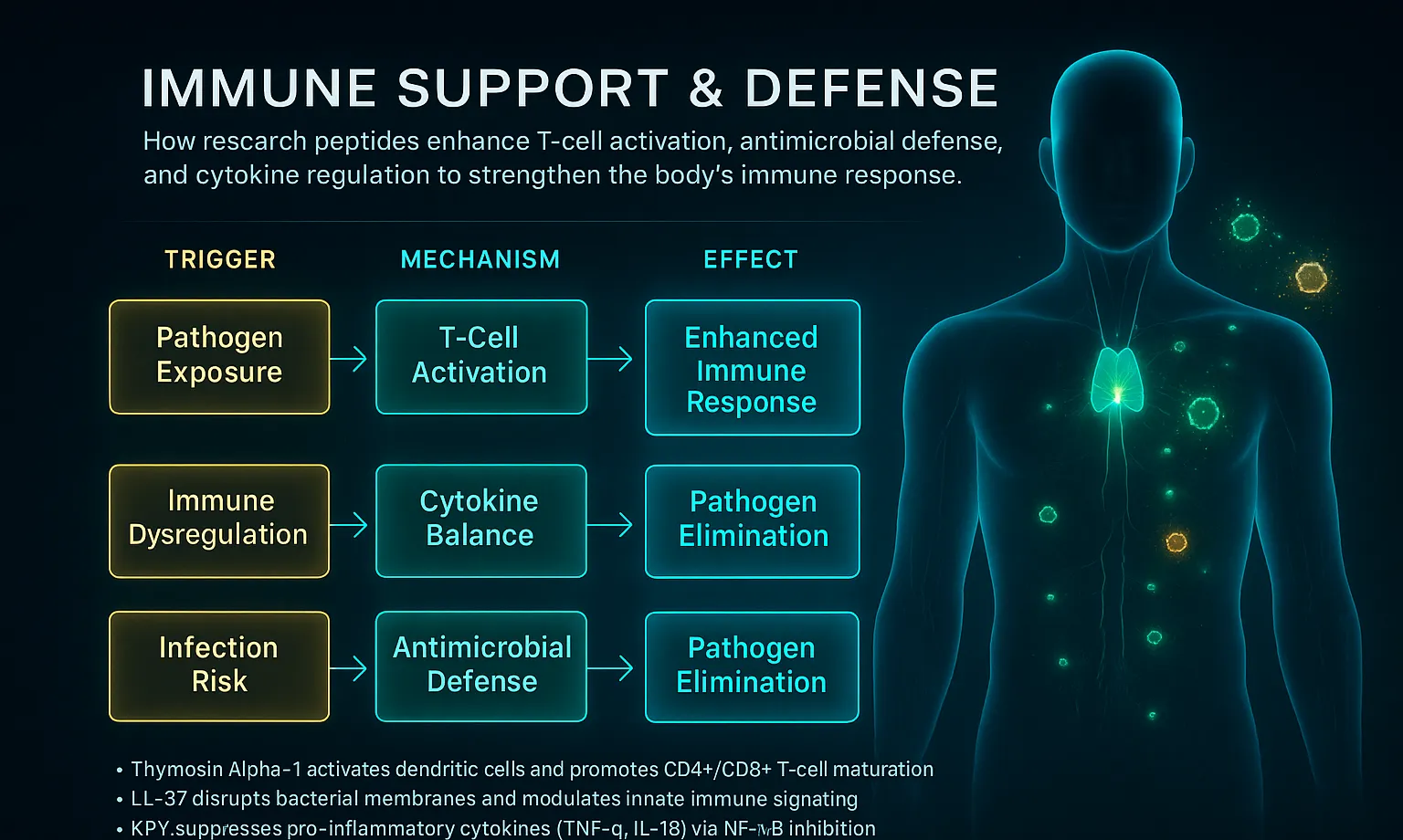 How Immune Support peptides work — mechanism diagram
