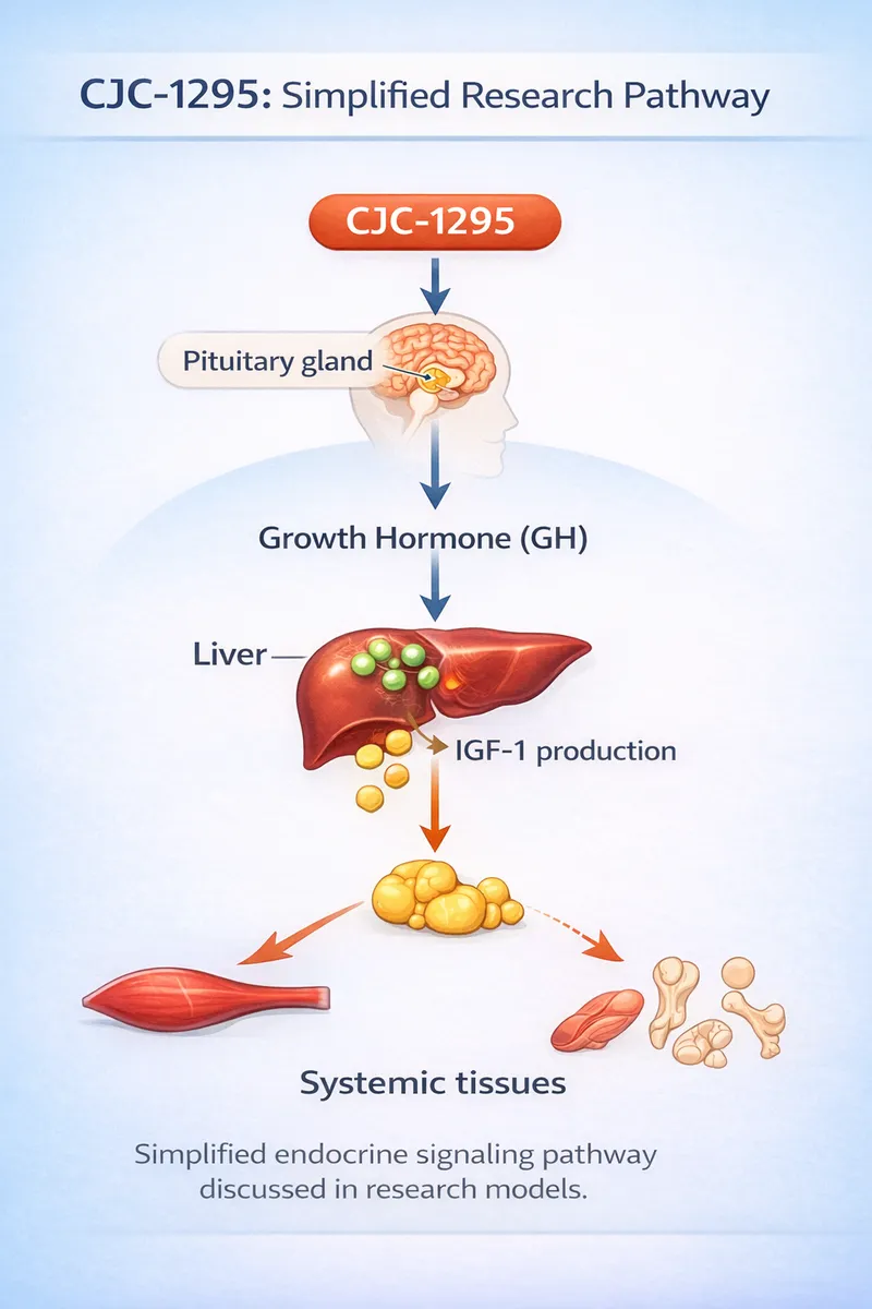 CJC-1295 simplified GH → IGF-1 pathway diagram (educational)