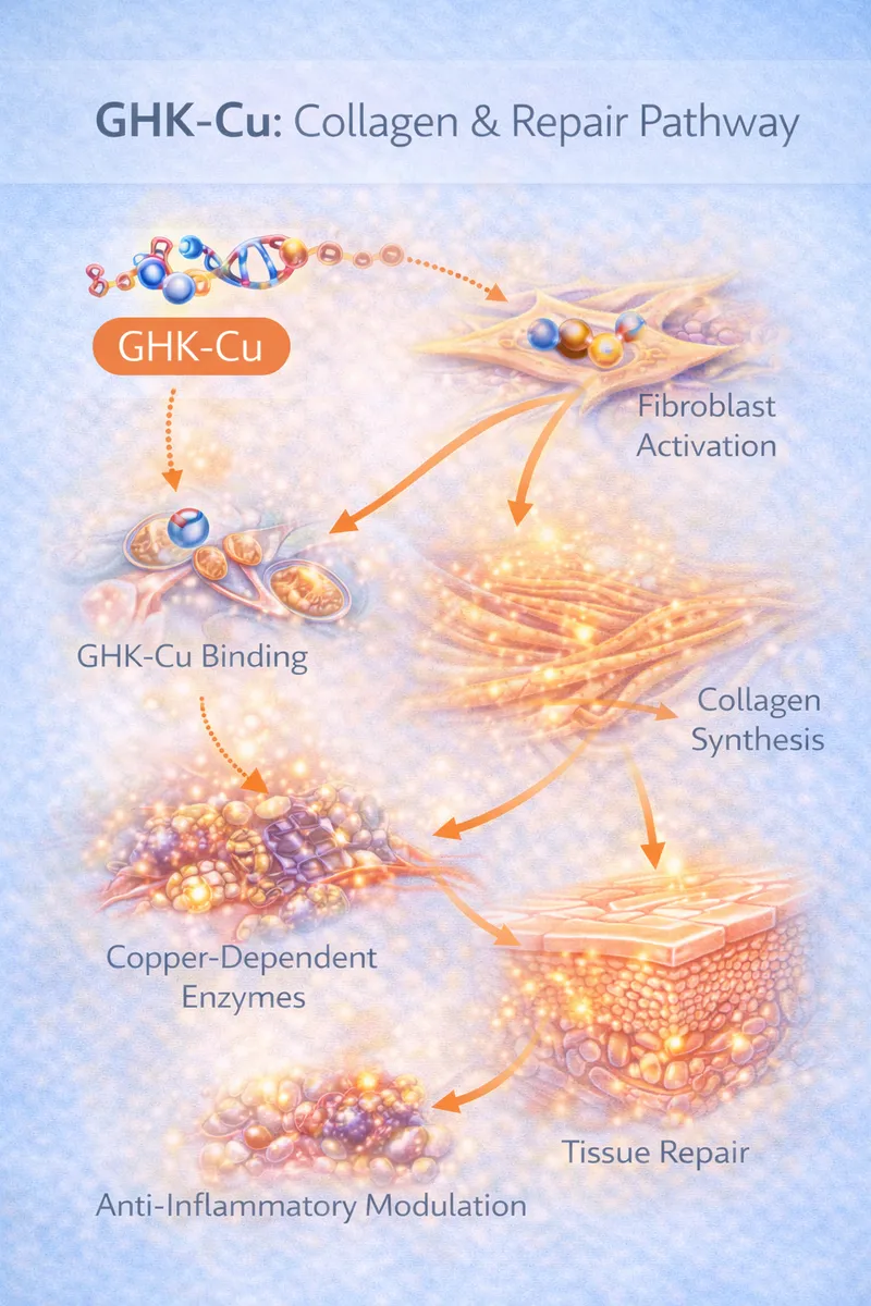 GHK-Cu copper peptide signaling pathway diagram (educational)