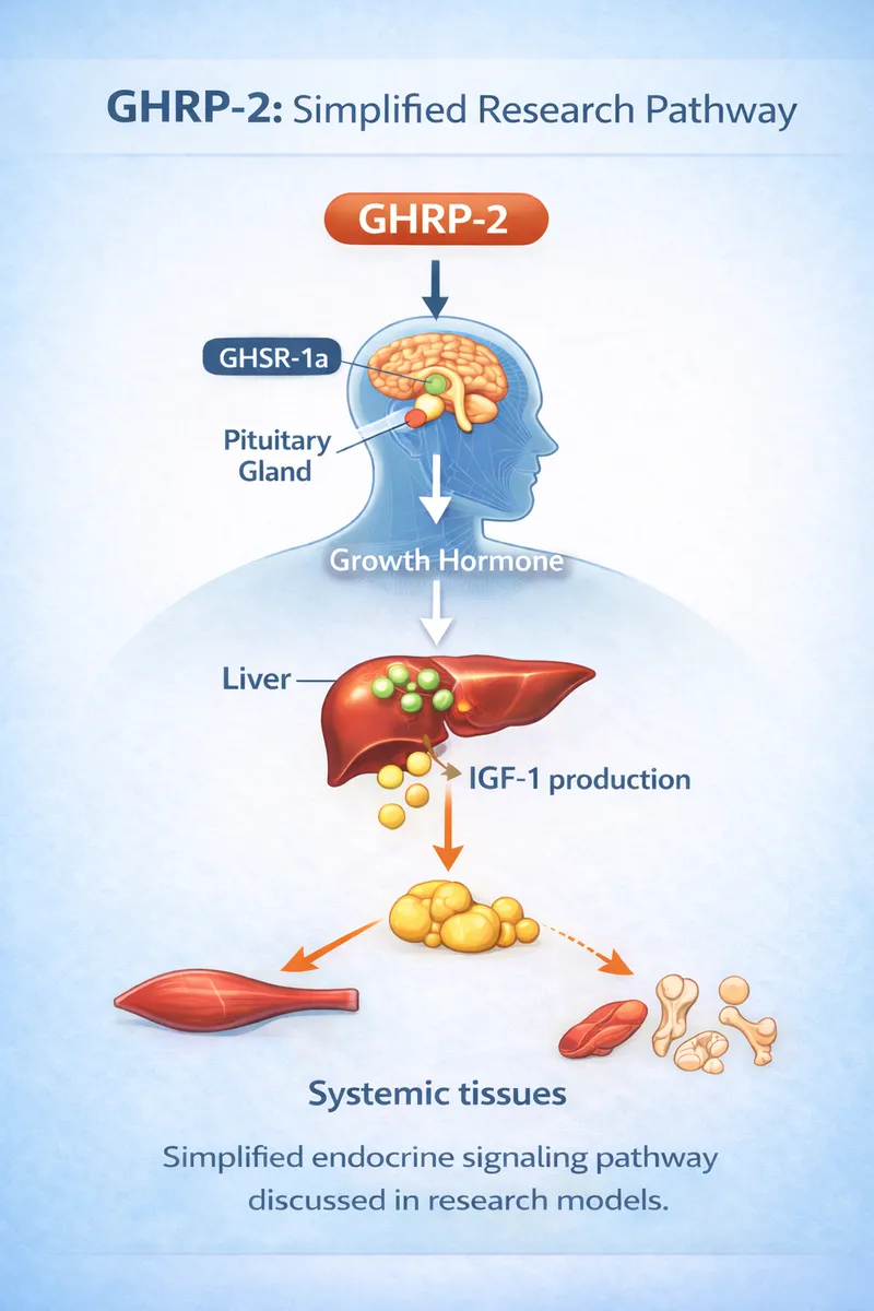 GHRP-2 ghrelin receptor → GH pathway diagram (educational)
