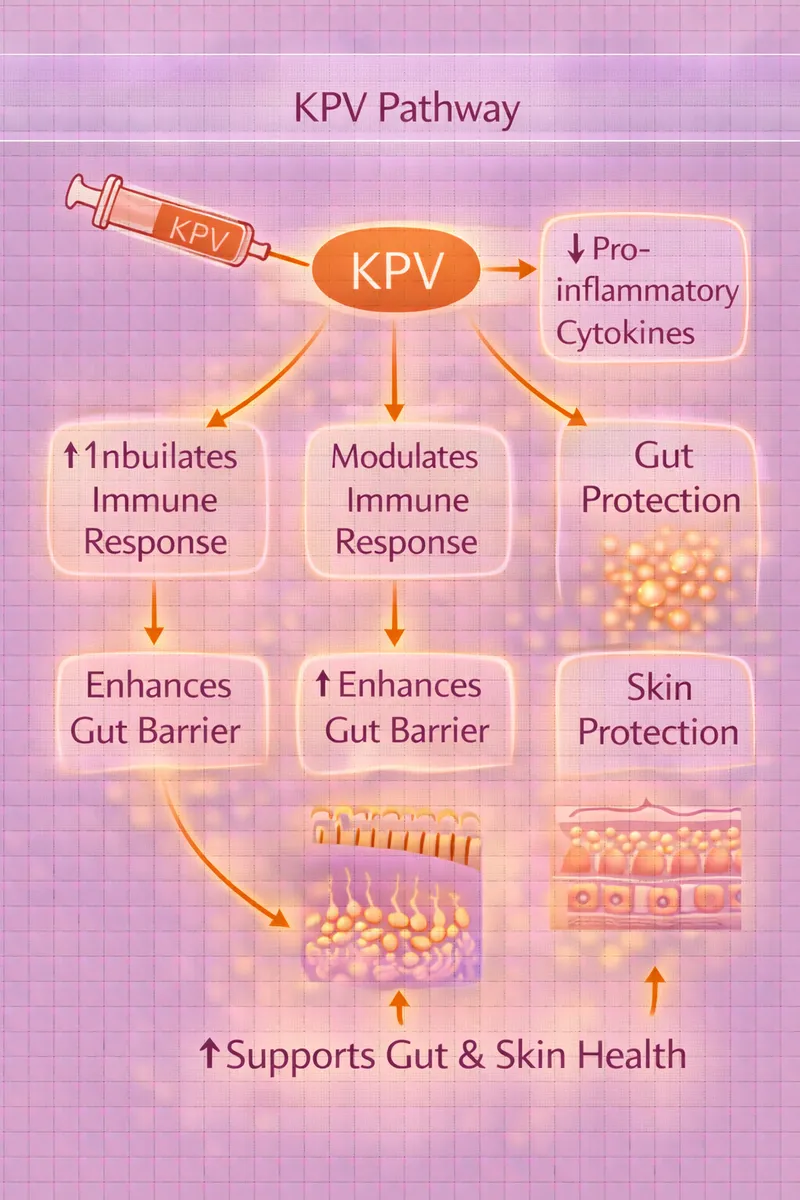 KPV anti-inflammatory cytokine modulation pathway diagram (educational)