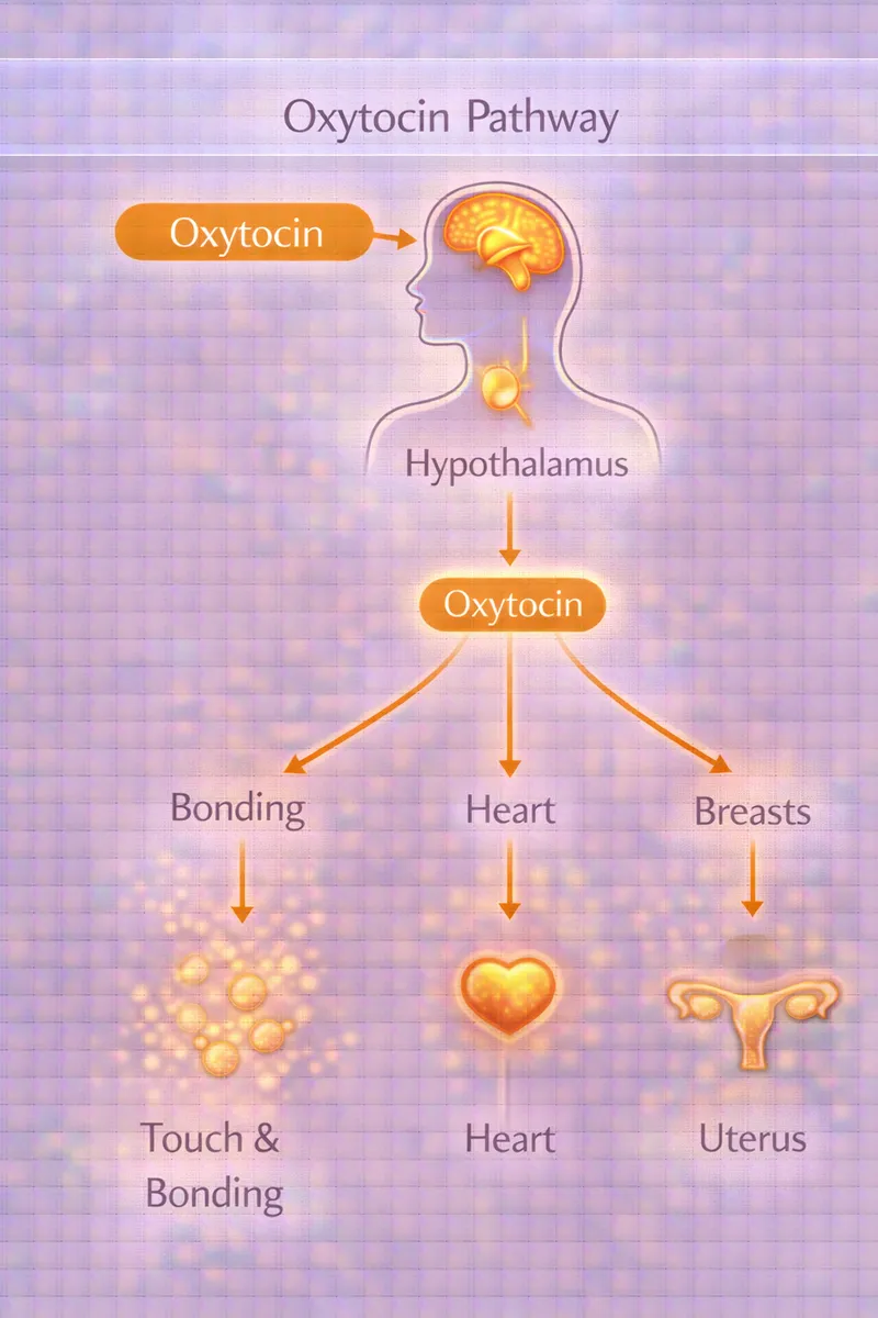 Oxytocin receptor activation and social behavior pathway diagram (educational)