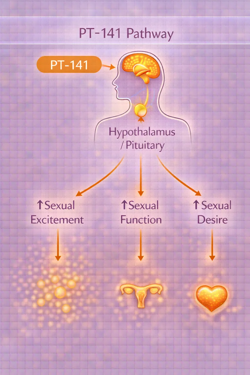 PT-141 MC3R/MC4R melanocortin receptor activation pathway diagram (educational)