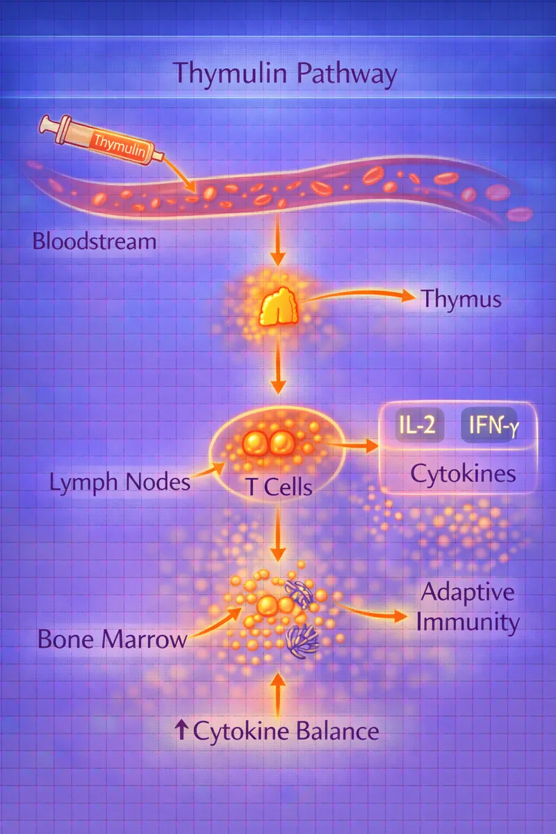 Thymulin zinc-dependent T-cell differentiation pathway diagram (educational)